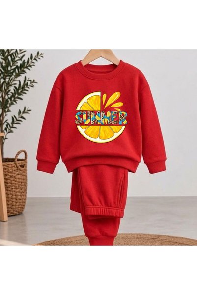 playwear Team Sweatshirt Lemon Summer Printed Girls' and Boys' Crew Neck