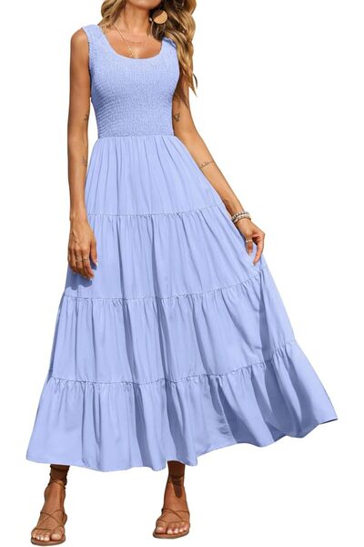 PRETTYGARDEN Women's Casual Loose Plain Maxi Sundress Smocked Tank Dress Slee...