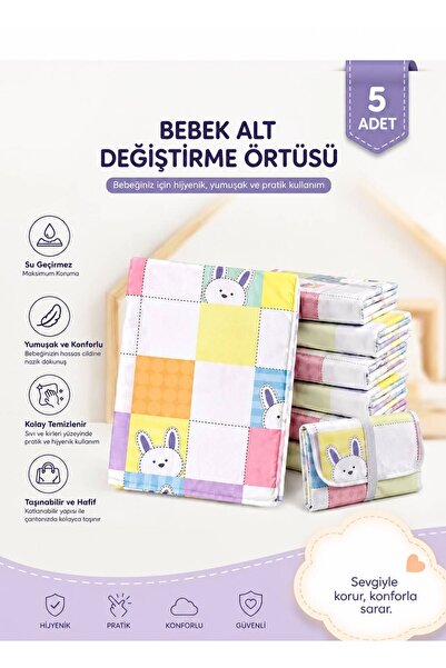 Pofuduk Bebek Alt Değiştirme Örtüsü 60x60 Cm 5 Adet