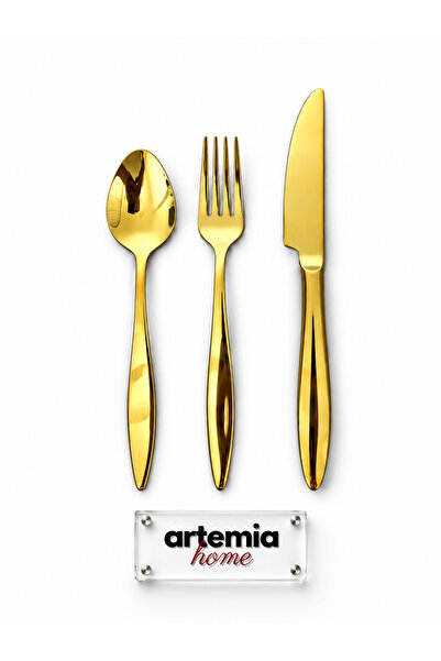Artemia Home 18 Piece Dessert Fork Spoon Knife Set for 6 People Coral