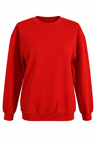trender O Neck 3 Thread Red Women's Sweatshirt 27Kdt1000011