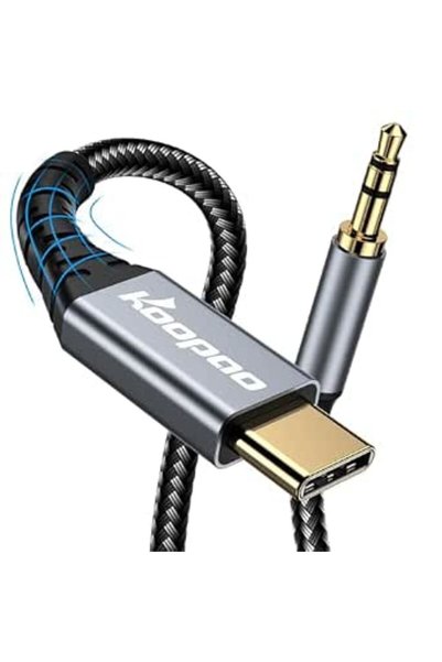 KOOPAO كابل USB C إلى مقبس صوت 3.5 ملم، سلك ستيريو من النوع C إلى 3.5 ملم للس...