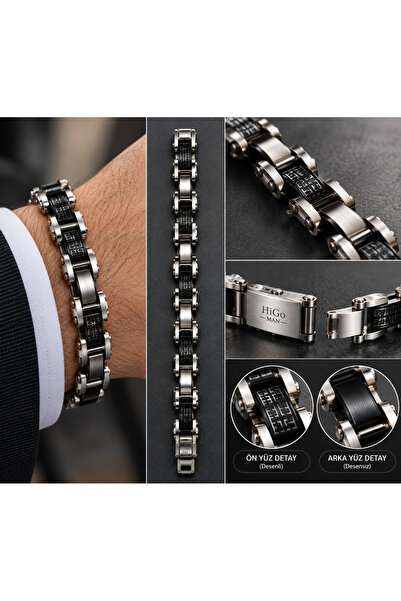 higo Men's Galasia Double-Sided Stainless Steel Premium Bracelet