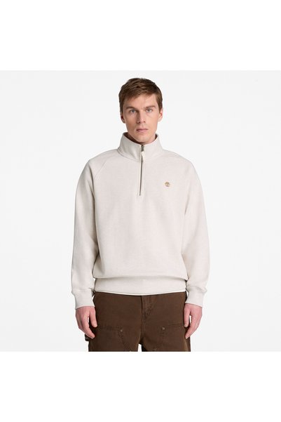 Timberland سويت شيرت رجالي باللون البيج مطرز بشعار Exeter River Tree 1/4 Z