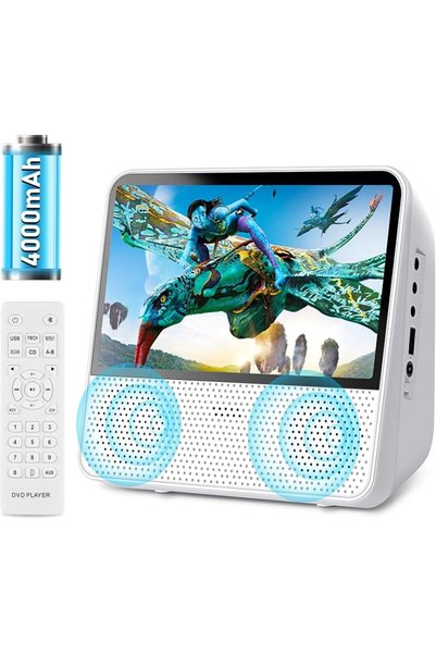 GENERAL مشغل أقراص DVD محمول بشاشة 7 بوصة، بطارية 4000 مللي أمبير، بلوتوث/USB...