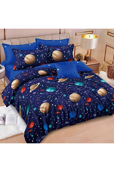 decorami Double bed linen, Finet, 6 pieces, Blue, planets, stars