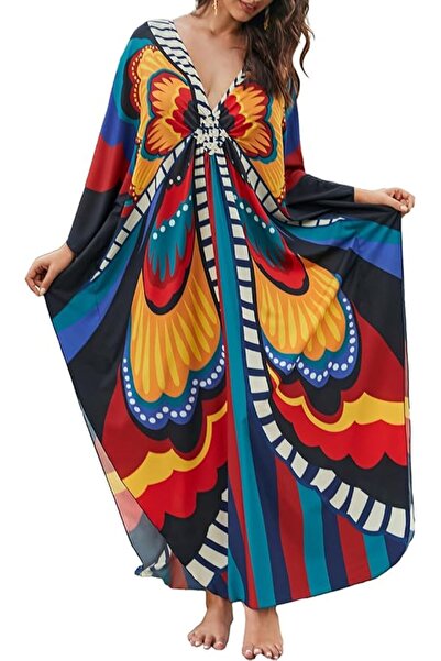 Bsubseach Women Embroidery Short Sleeve Bikini Swimsuit Cover Up Side Split B...