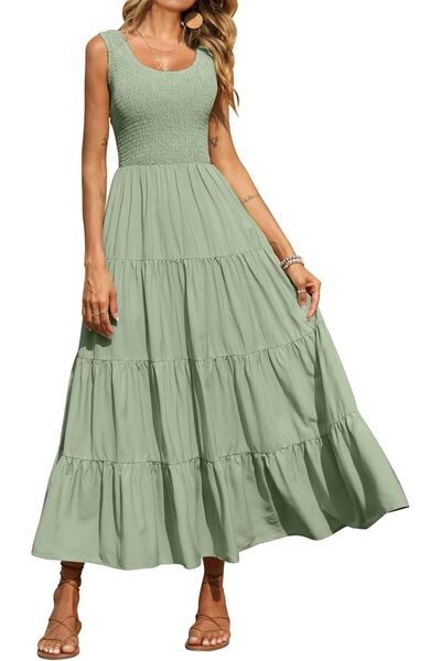PRETTYGARDEN Women's Casual Loose Plain Maxi Sundress Smocked Tank Dress Slee...
