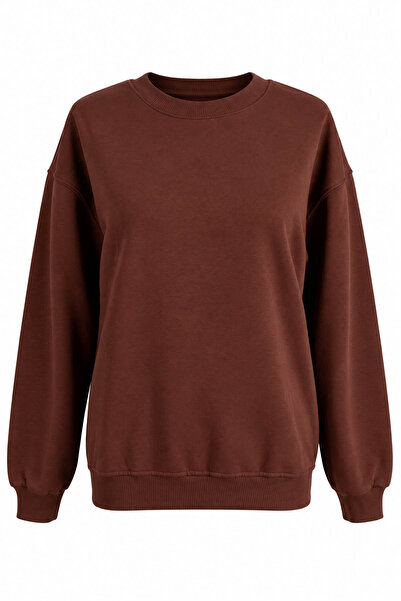 trender O Neck 3 Thread Dark Brown Women's Sweatshirt 27Kdt1000011