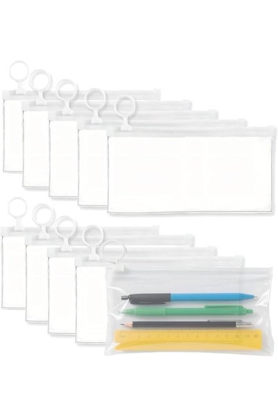 TERRIFI Clear Pencil Case for Exams and Office Organization, 10-Piece Set of ...