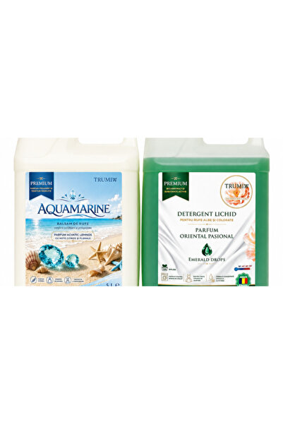TRUMIX Pachet 2x5L Balsam Rufe AQUAMARINE și Detergent Rufe Emerald Drops