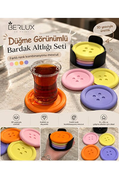 DÜĞME GÖRÜNÜMLÜ BARDAK ALTLIĞI SETİ