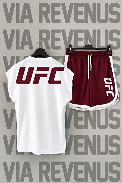 Vordevia Ufc Back Printed Zero Sleeve Sports Tshirt and Maroon Shorts Sports Set