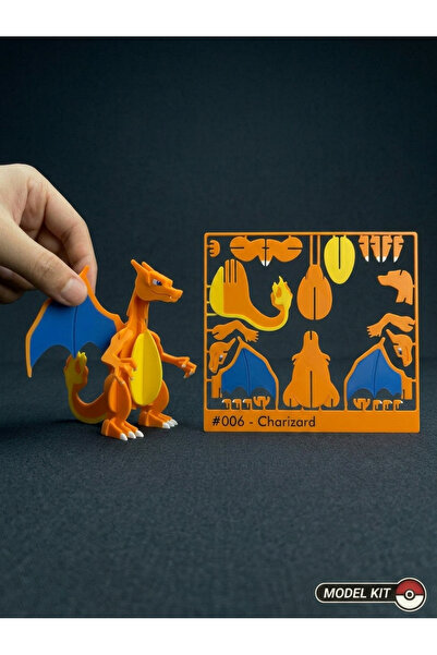 Genel Markalar 3D Baskı Charizard Kit Card Maket Figür - Demonte Eğlenceli Ya...