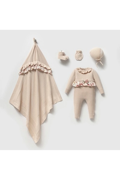 Nipperland Tulip Patterned Organic Cotton Knitwear Baby Girl 5-Piece Hospital...