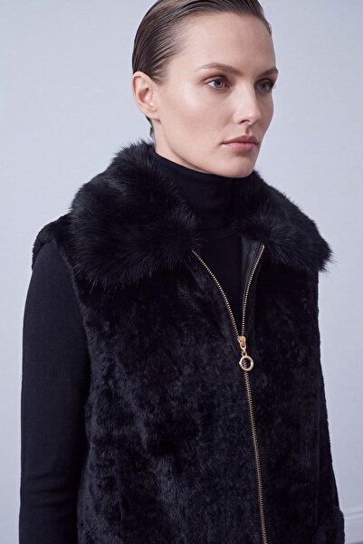 Puane Women's Fur Look Zippered Long Vest 15291