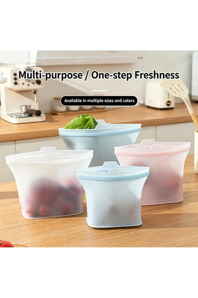 Generic Brand Silicone Food Storage Bags Reusable Airtight Freezer Microwave Pouches, FDA Certified, 1000ml