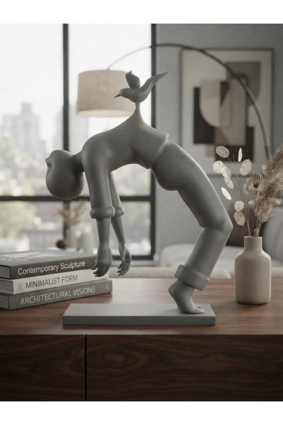 Abundix3Dstudio Modern Sanat Figürlü Dekoratif Biblo, Kuş ve İnsan Tasarımlı ...