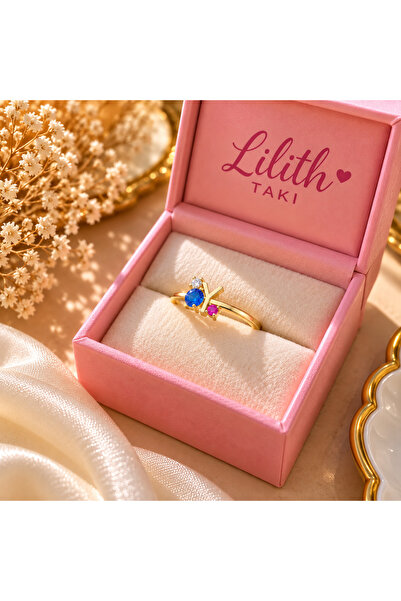 Lilith Takı خاتم على شكل حرف Y باللون الذهبي - خاتم حرف Y أنيق ولامع مع تفاصي...