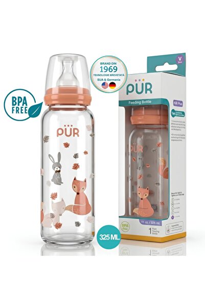 PUR Brand PUR ®   Μπιμπερό με σχέδιο 325ml, +3 μήνες, Πορτοκαλί, Μαλακή θηλή ...