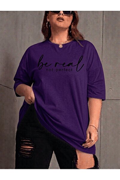 Oksit Be Real Γυναικείο T-Shirt με στάμπα, μεγάλο μέγεθος, βαμβακερό, με λαιμ...