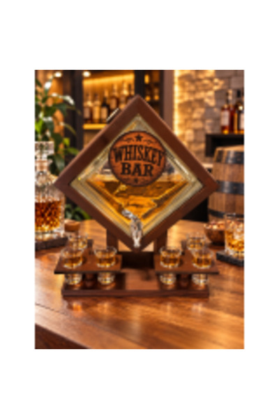 LÇS Dozator de băuturi Whiskey Bar cu robinet și 6 pahare – suport din lemn DW1 - Promoție Dozator de băuturi Whiskey Bar cu robinet și 6 pahare – suport din lemn DW1