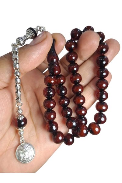 Cekke Tesbih Original Fire Amber 11 mm Oven-Fired Antique Prayer Beads Suitable for Daily Use