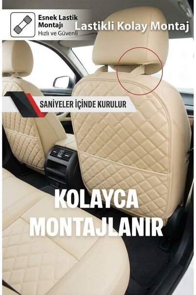 destmade Bmw 630 Series Compatible 2-Piece Cream De Leather Rem Stitched In-Car Seat Organizer