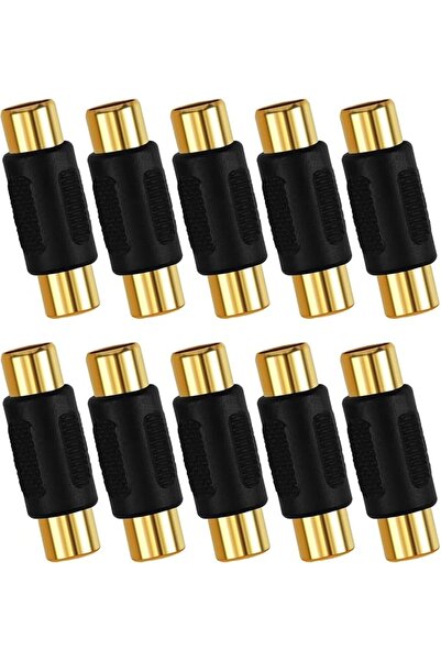 KASTWAVE 10 قطع محول RCA أنثى إلى أنثى ذهبي للصوت والفيديو، مناسب للفونو، الس...