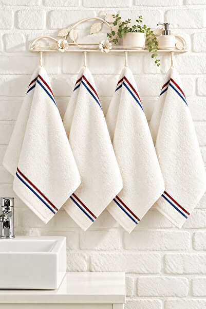 TABEA HOME طقم لينا المكون من 4 مناشف للمطبخ واليد والوجه مقاس 30x50 سم