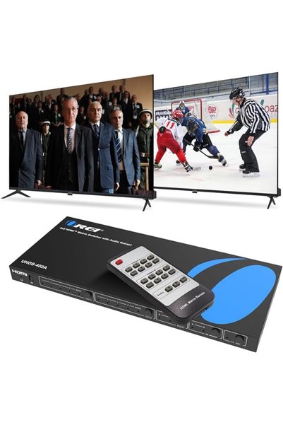 OREI مصفوفة HDMI 2.0 بدقة 4K@60Hz 4×2 مع استخراج الصوت، وHDCP 2.2، وHDR (دولب...