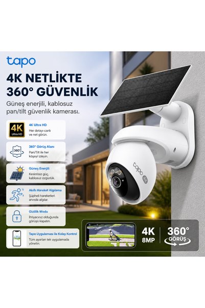 Genel Markalar Tapo Dış Mekân Solar Güvenlik Kamerası "Geceyi Renkli Ayrıntıl...