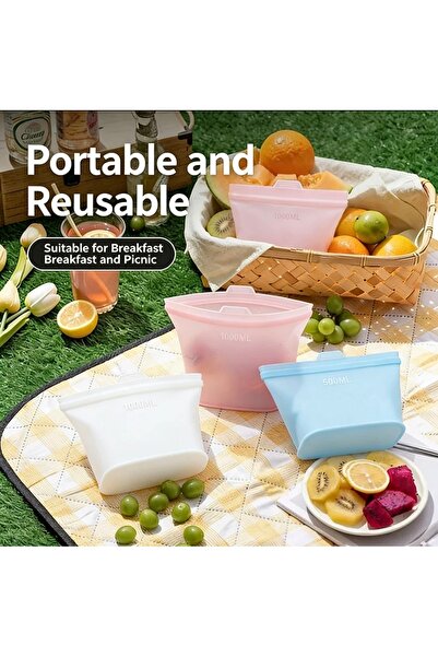 Generic Brand Silicone Food Storage Bags Reusable Airtight Freezer Microwave ...