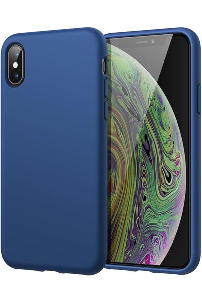 JETech غطاء سيليكون لهاتف آيفون Xs وآيفون X، أزرق كوبالت