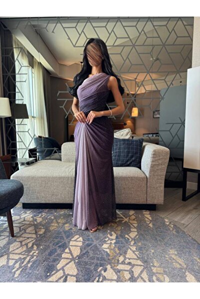 NAQWA FASHION فستان سهرة موف باللون المتدرج
