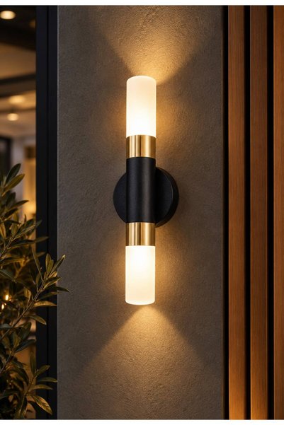 LİBER ELEKTRİK Modern Dekoratif Bade Siyah Pilli ve Elektrikli Duvar Apliği G...