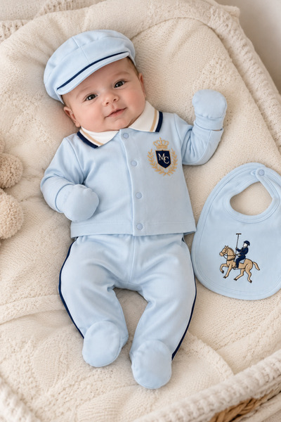 My Babies Label Erkek Bebek Polo Yaka Nakış İşleme Detaylı Premium 5 Parça Ha...