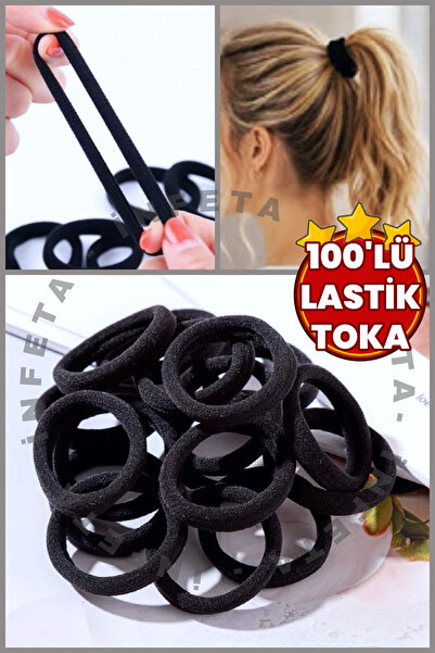 İnfeta 100 Pieces Cotton Rubber Buckle Black Towel Rubber Buckle Set Wrist Bu...