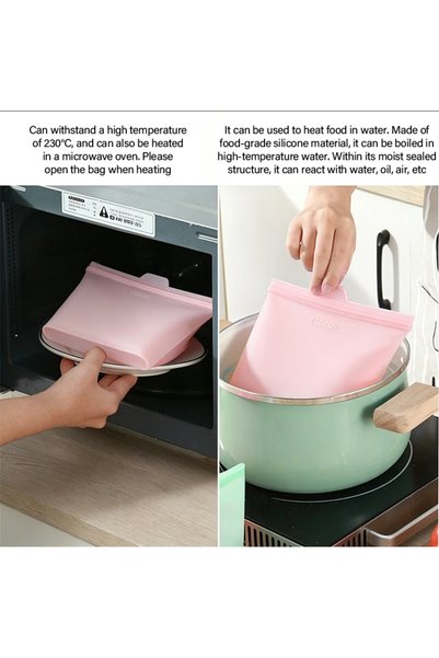 Generic Brand Silicone Food Storage Bags Reusable Airtight Freezer Microwave Pouches, FDA Certified, 500ml