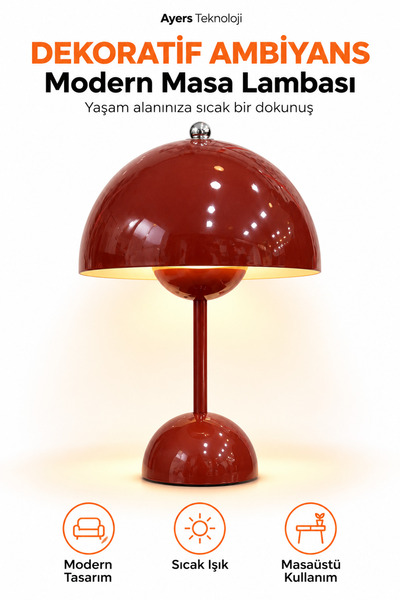 Ayers Modern Mantar Tasarımlı Masa Lambası, Sıcak Işıklı Dekoratif Başucu ve ...