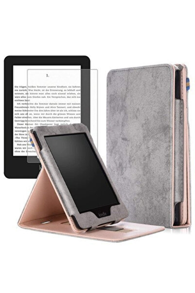 ALOGY Husă subțire din piele pentru Kindle Paperwhite 4 2018/2019 Gri + Sticlă