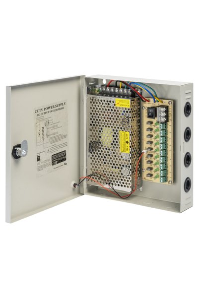 NO BRAND Αυτόνομο Τροφοδοτικό 12V/10A, 9 Κανάλια, Σε μεταλλικό κουτί, Γκρι - 344