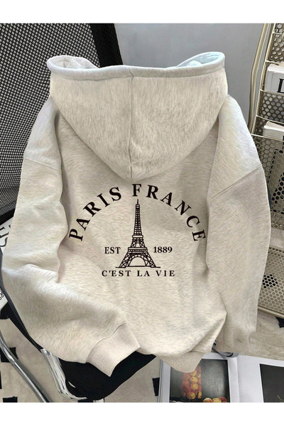 DASH WEAR سويت شيرت بقلنسوة من القطن بطباعة خاصة للرجال/النساء من PARIS CEST ...