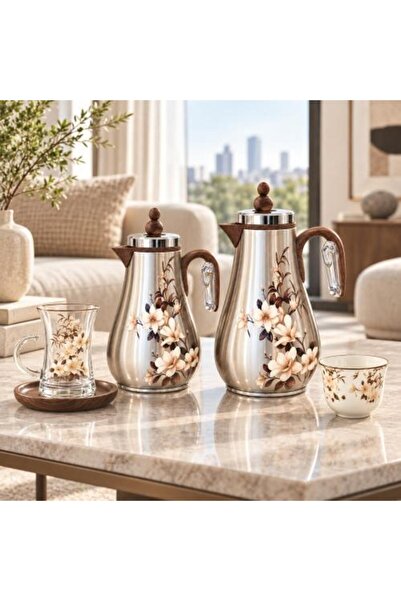 laverahome New Tarams Hiba 1+1 Liter Set - Luxurious Design for Coffee and Te...