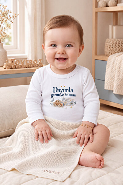 Overoz Long Sleeve White Baby Bodysuit I'M Ready to Ride with You Car Printed...
