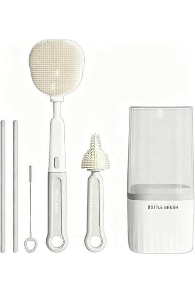 Rubvrenti 6-in-1 Baby Bottle Brush Set, Silicone Bottle Cleaning Kit with Nip...