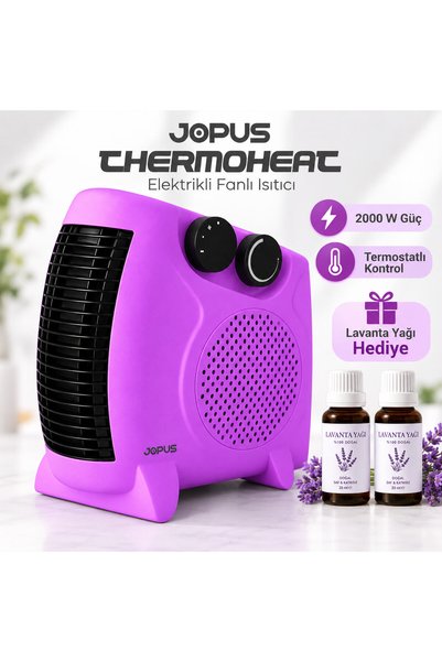 Jopus 2000 W Mor Termostatlı Fanlı Isıtıcı Lavanta Yağı Hediye