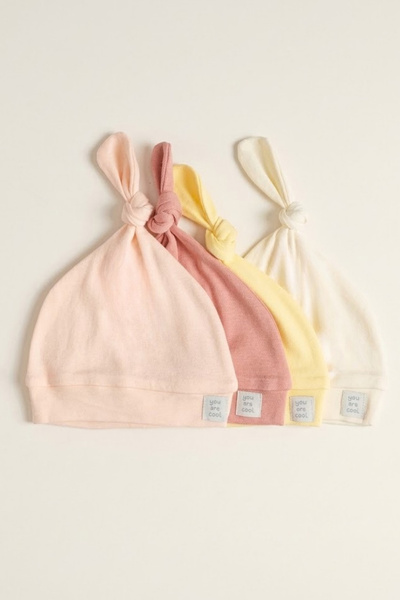 LOGO AKSESUAR Unisex Baby 100% Cotton Interlock Knotted Hat with Written Labe...