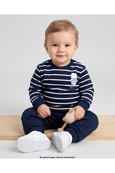Egelite Boys' Striped 1-2-3-4 Years Old Winter 3 Threaded Ribbed 2-Piece Top ...
