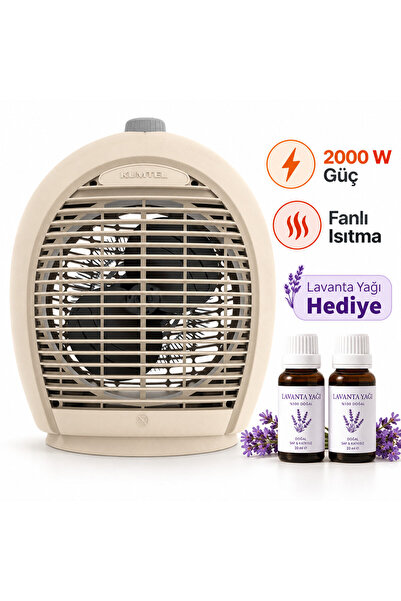 KUMTEL Fanlı Isıtıcı 2000 W LX-6331 Bej Lavanta Yağı Hediye